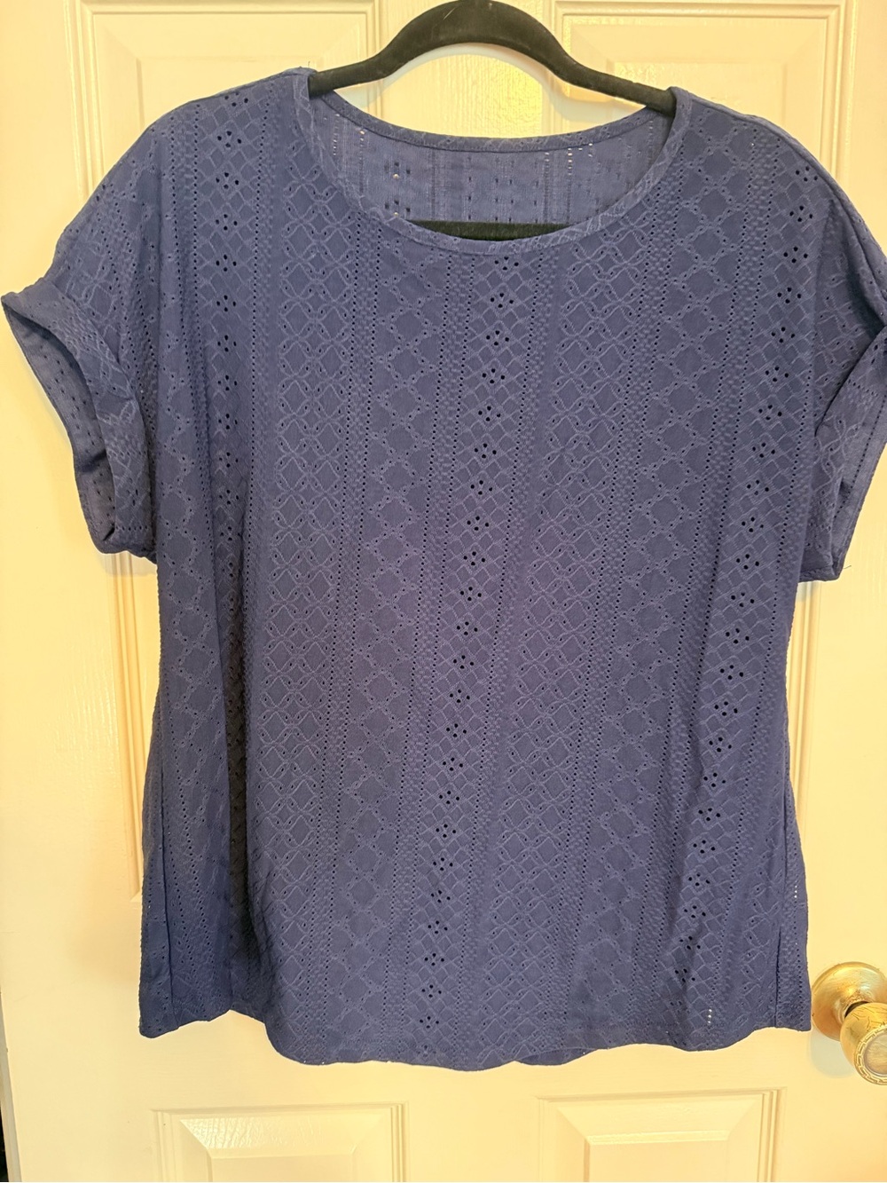 Women’s Navy Eyelet Short-Sleeve Tee